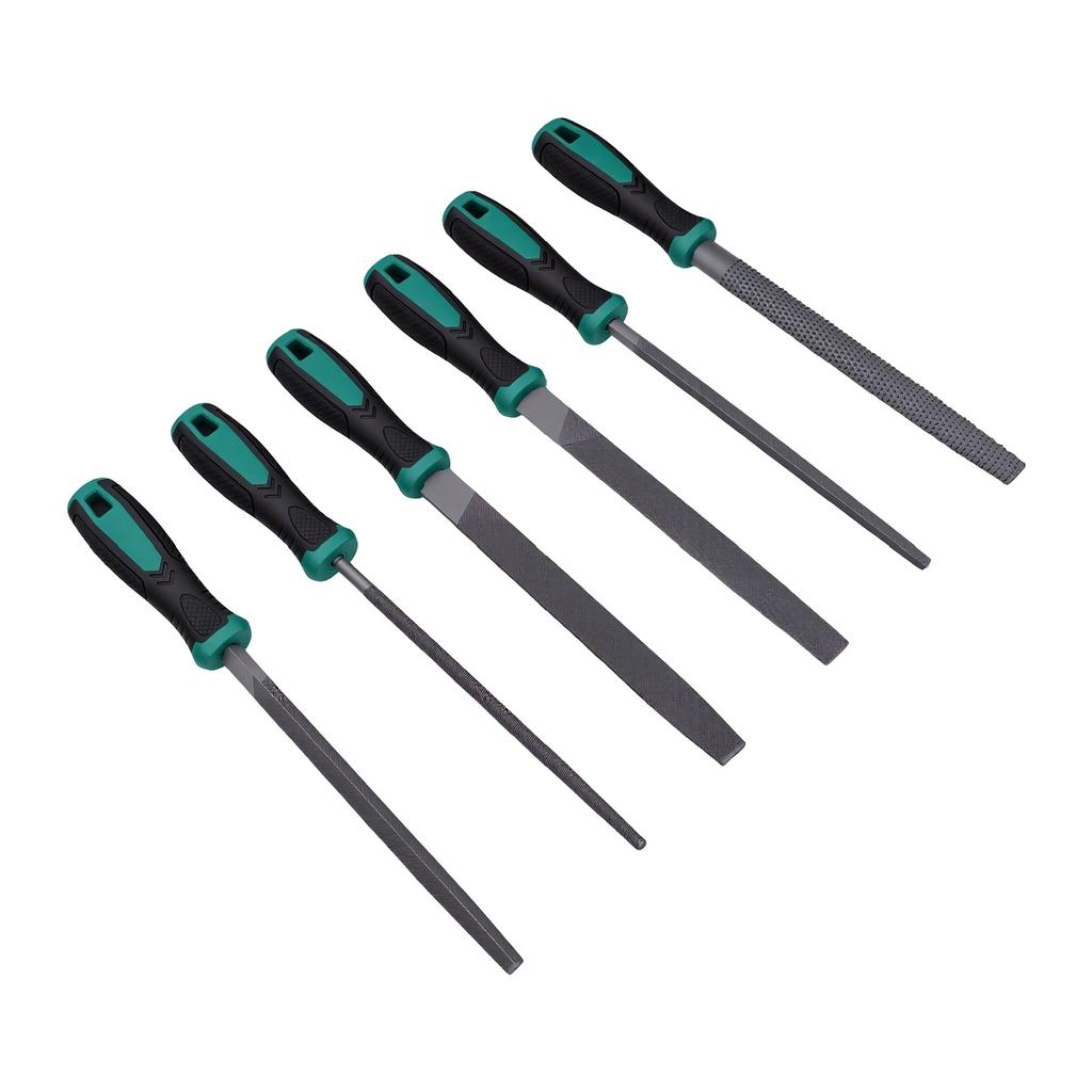 6 Pcs File Set with Ergonomic Rubber Handle Portable File Kit for Woodworking Jewelry Repair