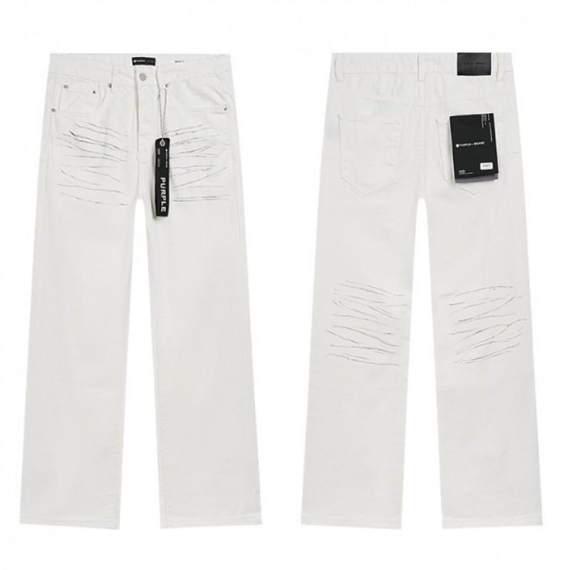 Jeans da uomo in denim lavato distressed a vita alta con dettagli strappati, vestibilità leggermente svasata