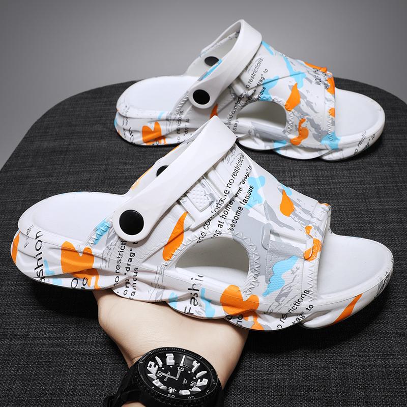 Модные мужские уличные домашние тапочки на толстой подошве — фото 5