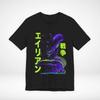 Alien Xenomorph Japanese Cyberpunk Neon Graphic T-Shirt Black S-5XL