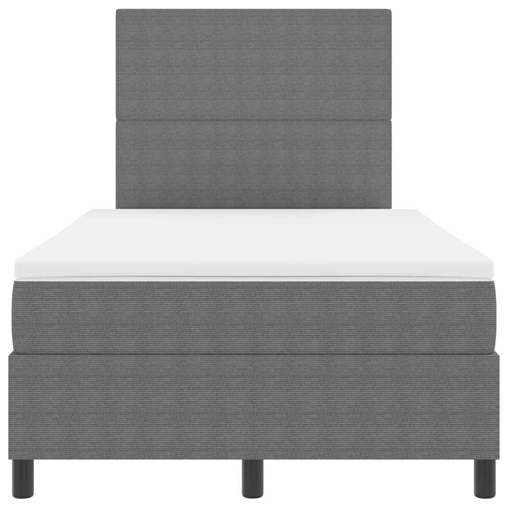 Box Spring Bed in Light Grey and White 120 x 190 cm Cord Fabric
