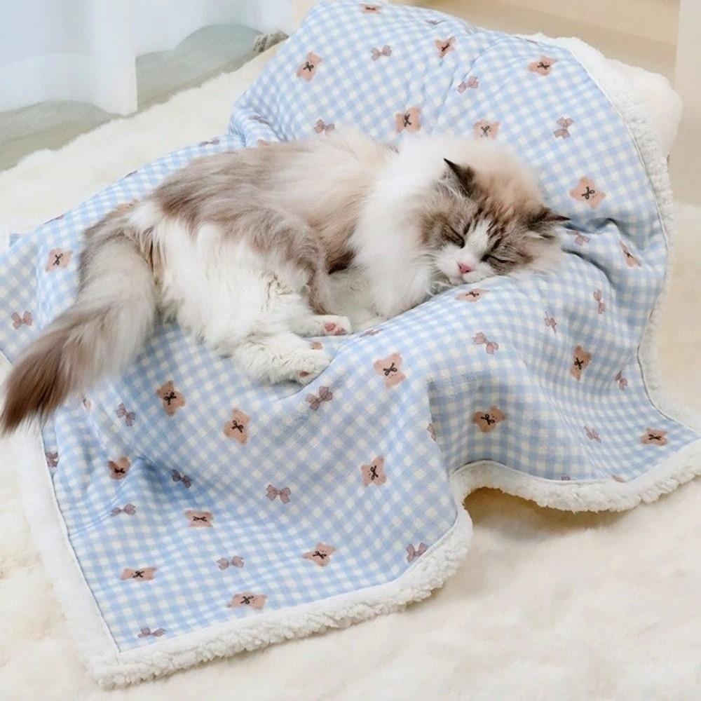 Dog Bed Pad Thickened Pet Blankets Warm Cartoon Cat Sleeping Mat Fluffy Winter Pet Mat for Cats and Dogs