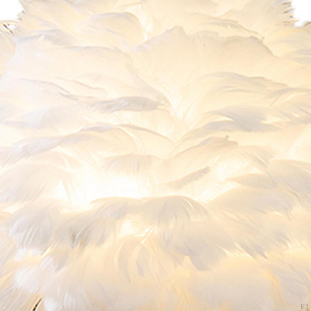 Feather Shade Table Lamp Modern Bedroom Bedside Desk Night Light Decor White