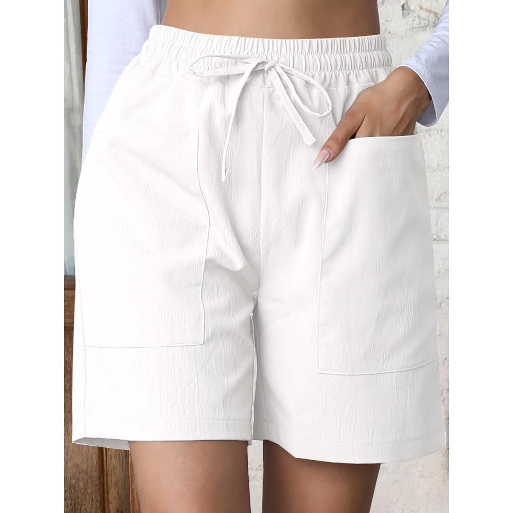 Trendy Women's Casual Drawstring Elastic Waist Relaxed Straight Leg Shorts, Lightweight Breathable Summer Shorts for Daily Wear & Outings shorts