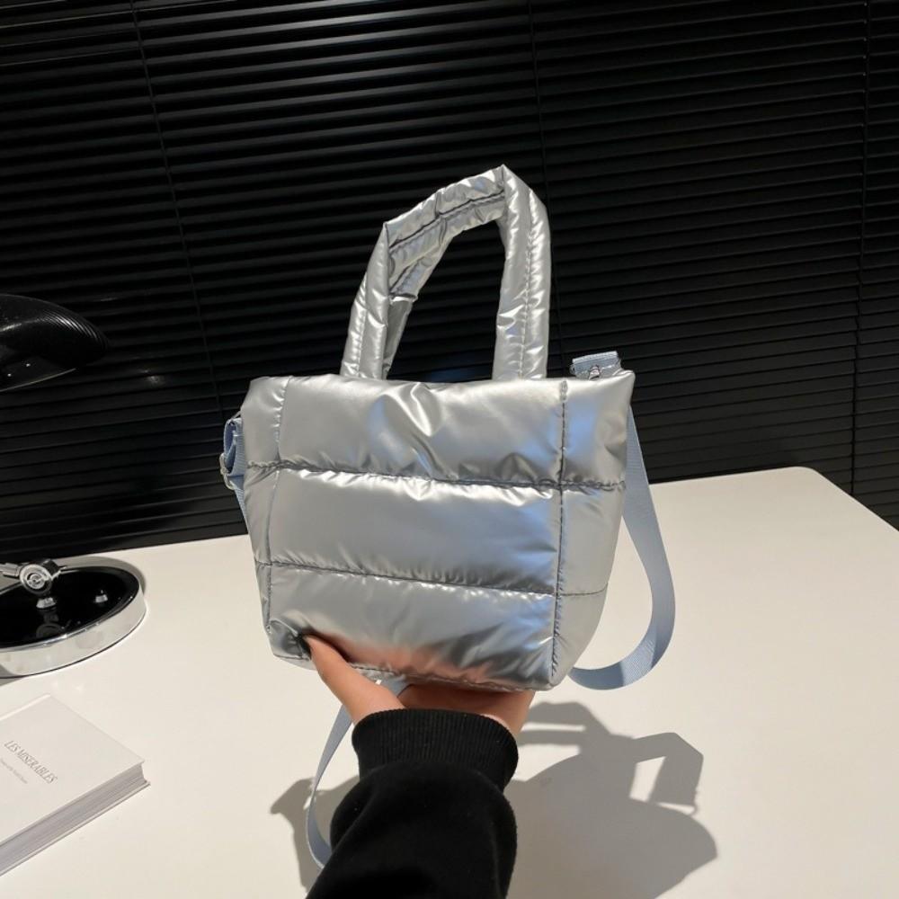 Lightweight Puffy Handbag Adjustable Strap Large Capacity Quilted Shoulder Bag Padded Waterproof Puffer Crossbody Bag Casual
