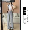Women's Summer 2025 High-Waisted Gray Joggers - Thin, Loose, Ice Silk, Narrow-Leg Pants