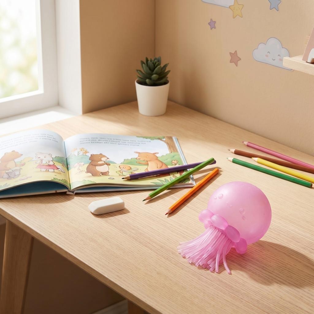 Simulated Jellyfish Squeeze Toy for Stress Relief Soft Tactile Sensory Fidget Decoration for Desk Office Home Classroom Play Therapy
