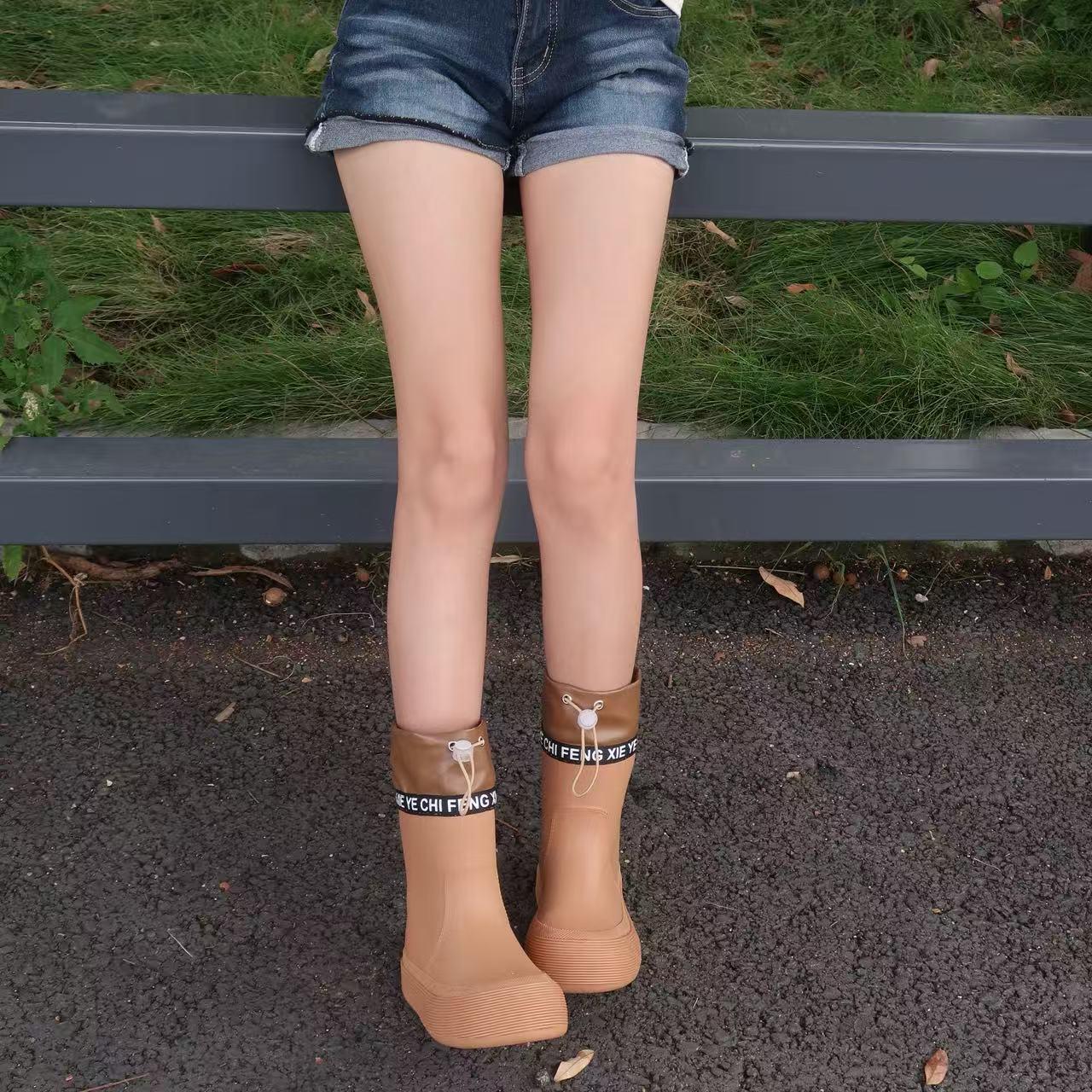 Women s Fashionable Non-slip Drawstring Rain Boots for Outdoor Wear 37