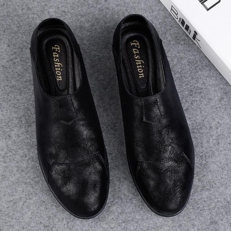 Men's shoes 2025 summer new men's large-size casual leather shoes British soft-soled soft leather lazy one-pedal Doudou shoes