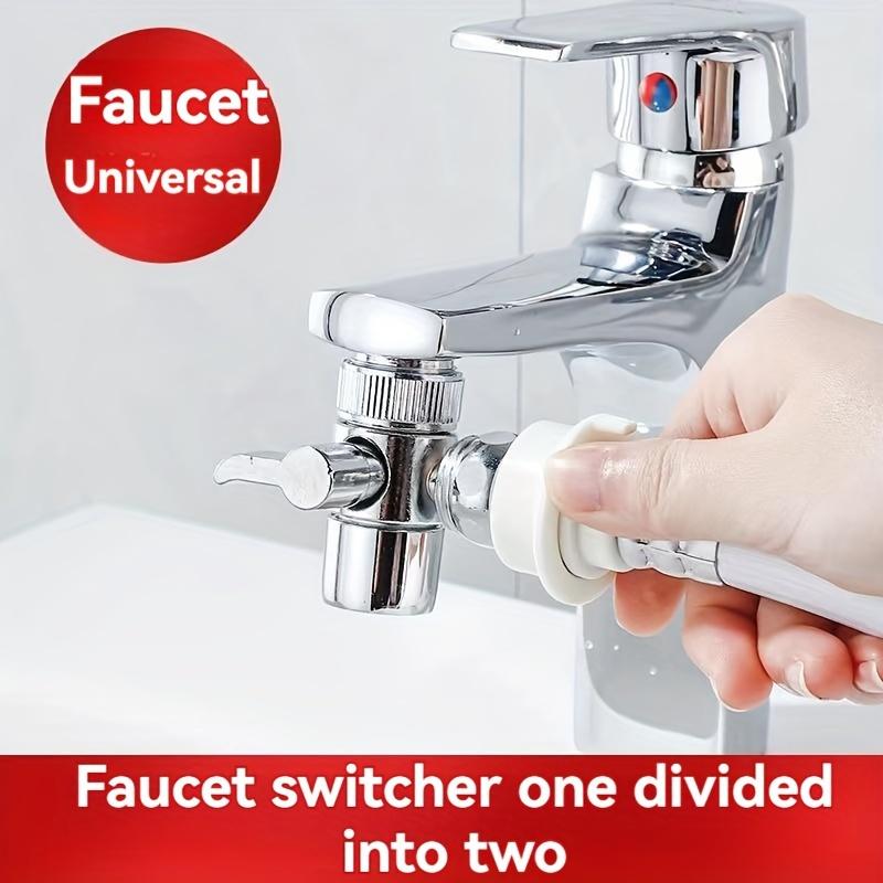 3-Way Faucet Diverter - Durable Zinc Alloy, Easy Flow Control, Standard Us Thread, Metal Construction - Premium Silvery Finish Stainless Steel Faucet