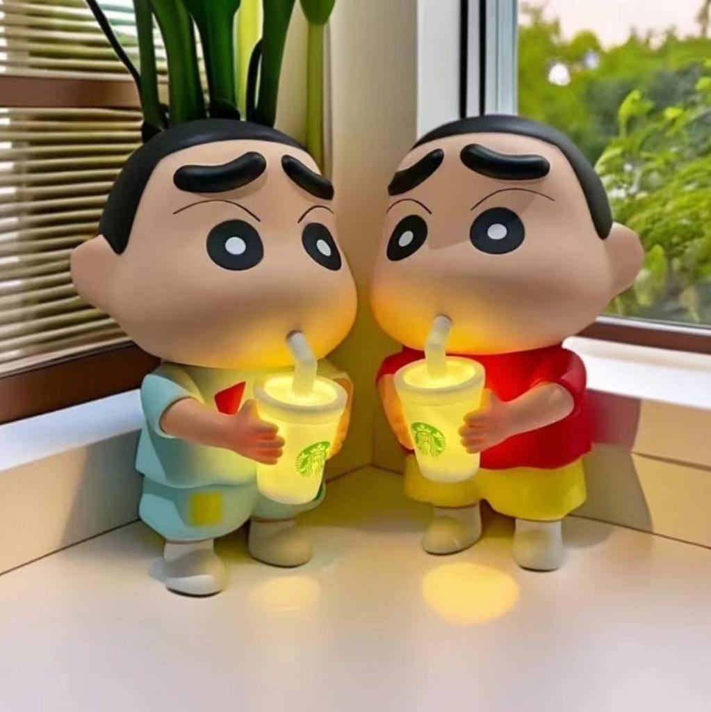 Crayon Shin-chan Milk Tea Glowing Cup: Office Desktop Ornament & Trendy Toy Gift