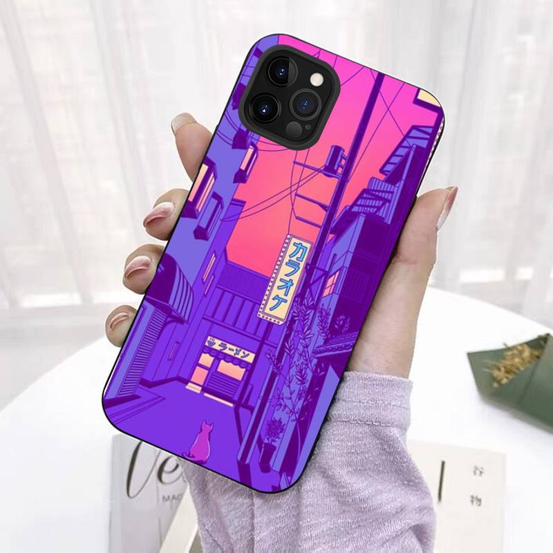 Japanese Anime Hand Painted House scenery Phone Case for iPhone 11 12 13 Mini Pro Max 8 7 6 6S Plus X 5 SE 2020 XR XS Funda Case