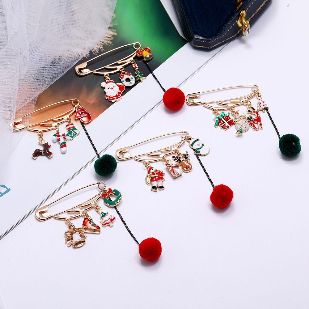 Tassel Christmas Tree Snowman Brooches Christmas Brooch Christmas Jewelry Enamel Badges Xmas Pins
