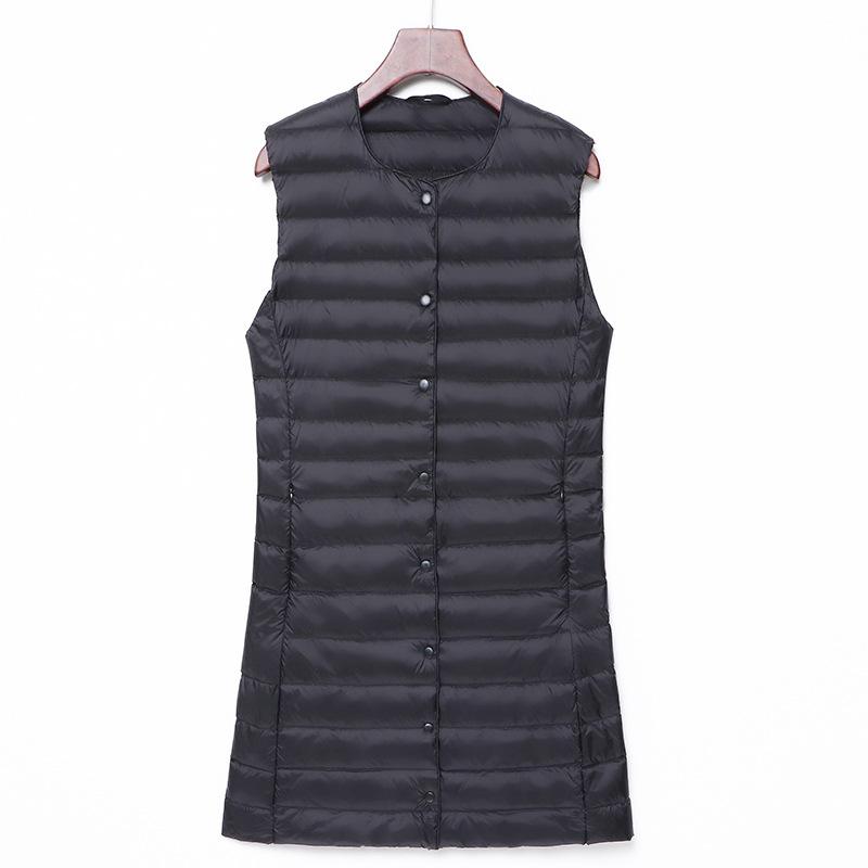 Medium and old light down jacket round neck liner women's winter vest medium and long inner with large size vest jacket