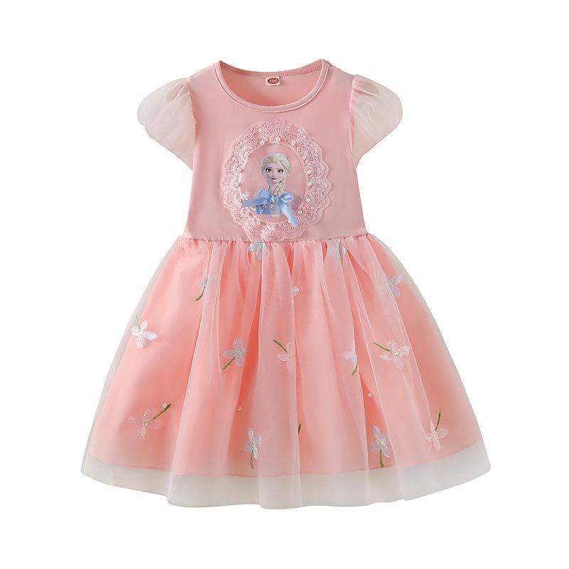 Girls' Frozen Elsa Summer Dress: Stylish Mesh Princess Skirt