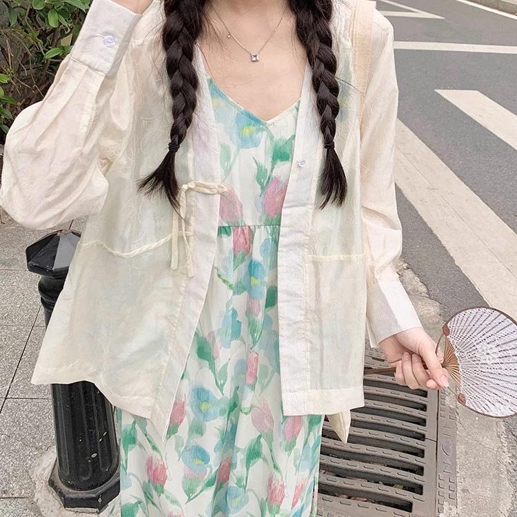 Süßes Sommer Tulpen V-Ausschnitt Träger Strandkleid