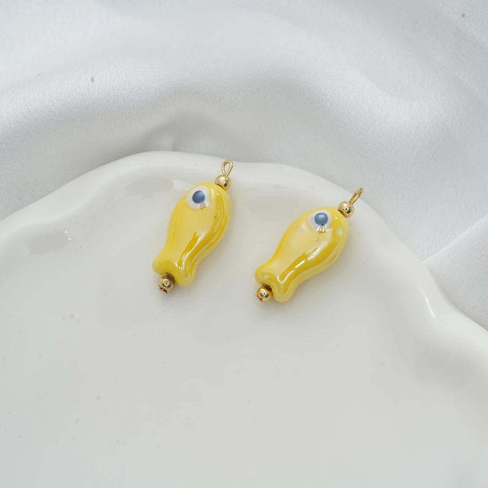 1 Stück Handbemalte Keramik-Fischanhänger: Entzückendes Tiermotiv, DIY-Schmuck, Halsketten, Ohrringe, Schlüsselanhänger KTJ