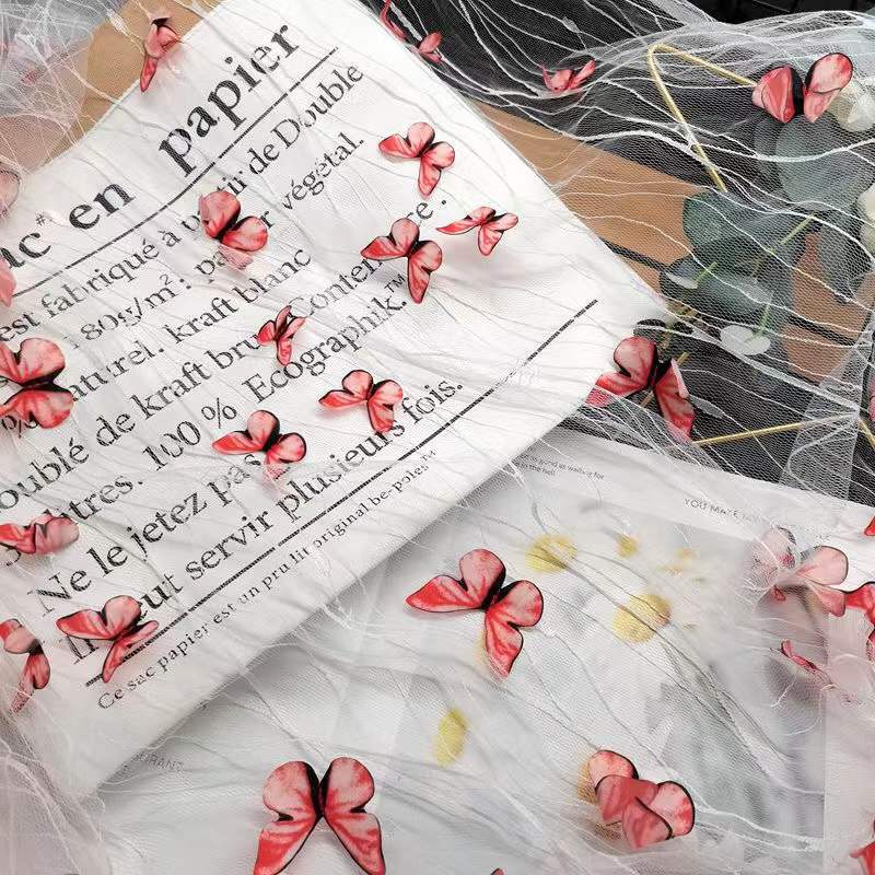 Three-Dimensional Butterfly Fixed Flower Spider Web Yarn Black Yarn Lace Embroidered Lace Children'S Clothing Hanfu Dress Fabric Decoration