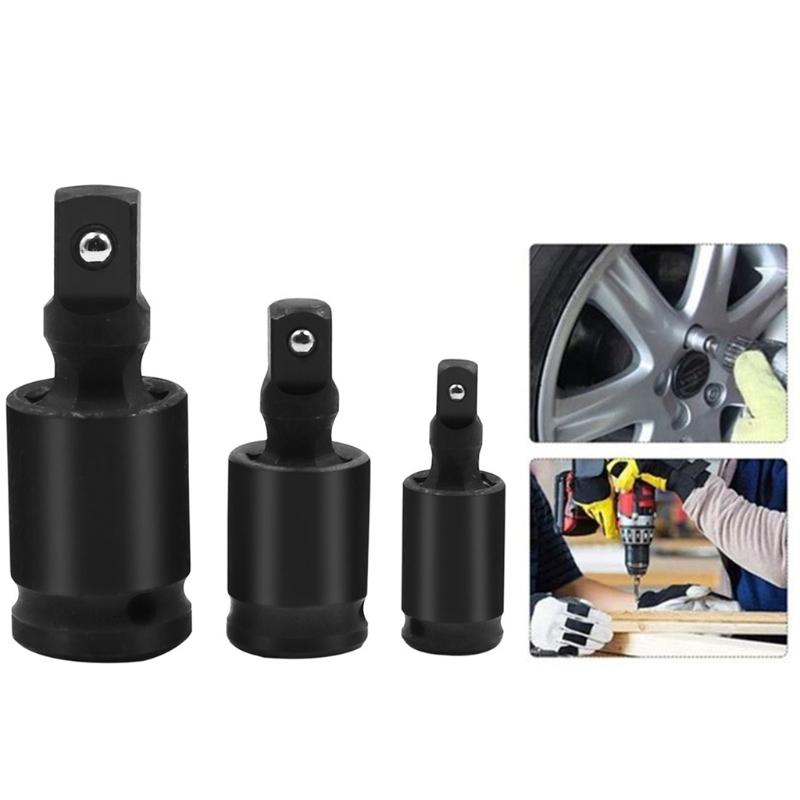 Premium Impact Universal Joint Socket Swivel Set 1/2" 3/8" & 1/4" U-Joint Drive Cr-Mo Steel Impact Grade 3 Pieces