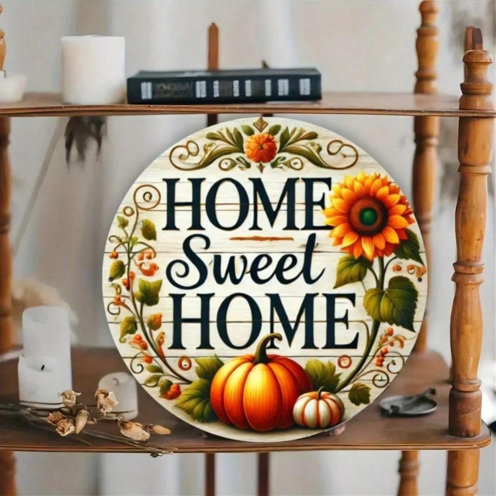 Vintage Aluminum Home Sweet Home Wreath Sign Wall Decor For Living Room Kitchen Bathroom Bedroom