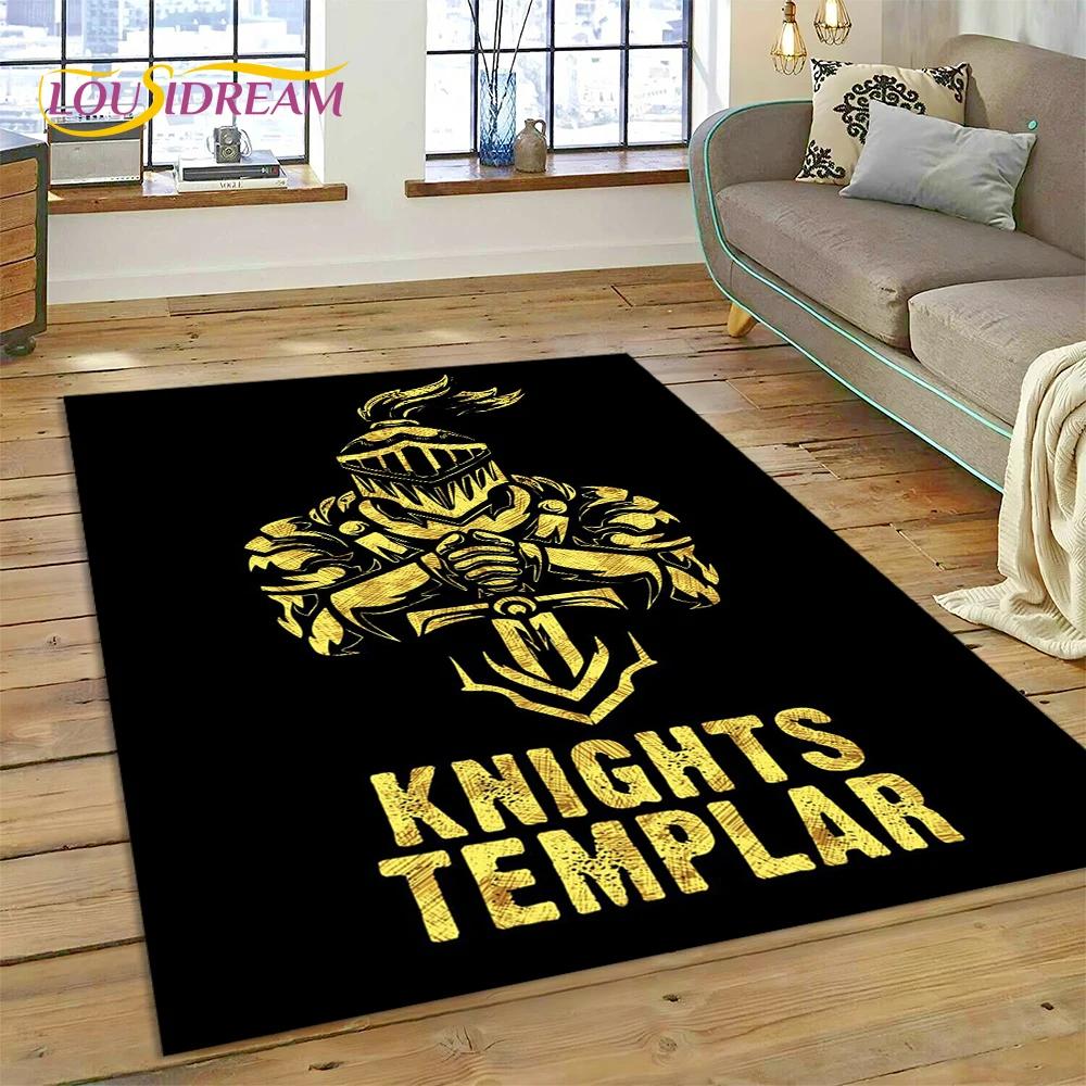 Cartoon 3D Crusaders Templar Black Knight  Carpet Rug for Home Living Room Bedroom Sofa Doormat Decor,Kids Area Rug Non-slip Mat