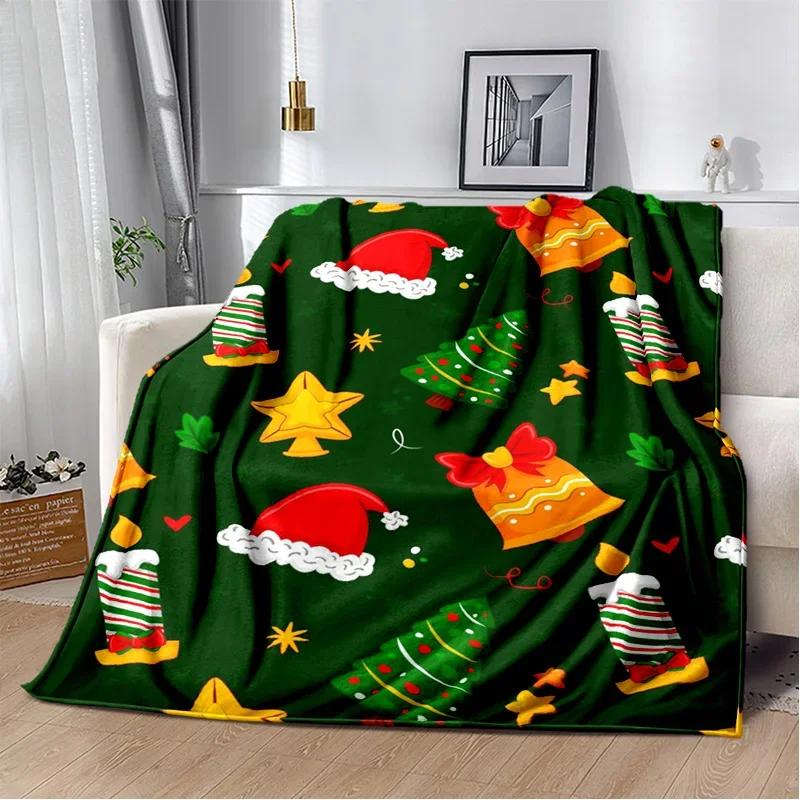 Merry Christmas Tree Santa Claus Kids Gift Cartoon Plush Blanket,Flannel Blanket Throw Blanket for Living Room Bedroom Bed Sofa