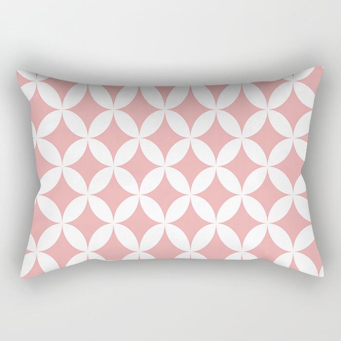 Ins Pink Geometric Waist Pillow Case Car Sofa Pillow Cushion Cover Pillow Case Pillow Case Pillow Case