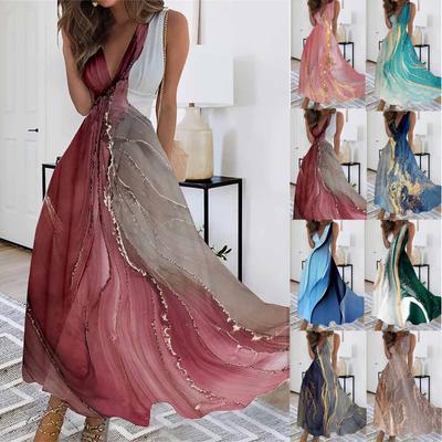 Women's Long Dress Maxi Dress Casual Dress Swing Dress A Line Dress Floral Fashion Streetwear Outdoor Daily Date Print Sleeveless V Neck Dress
