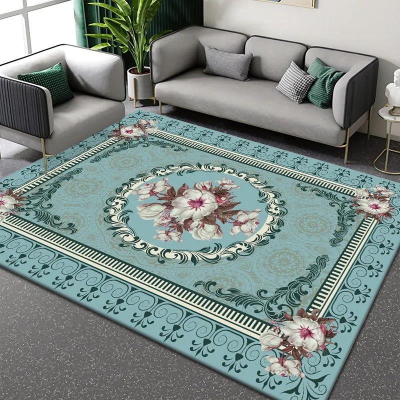 Retro Bohemia Style Flowers Carpet Living Room Sofa Bedroom Study Bathroom Kitchen Entrance Door Mat Non-slip Luxury Decor Rug