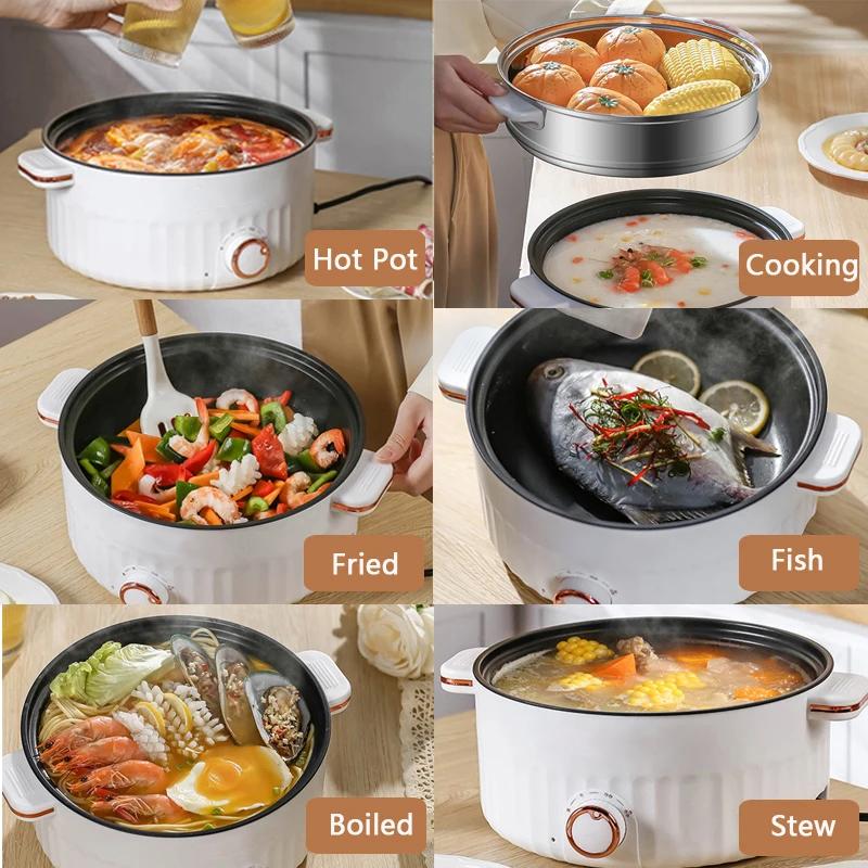 Portable Electric Multifunctional Cooker Household Double Layer Hot Pot Mini Non-stick Cookware for Kitchen and Home Appliance