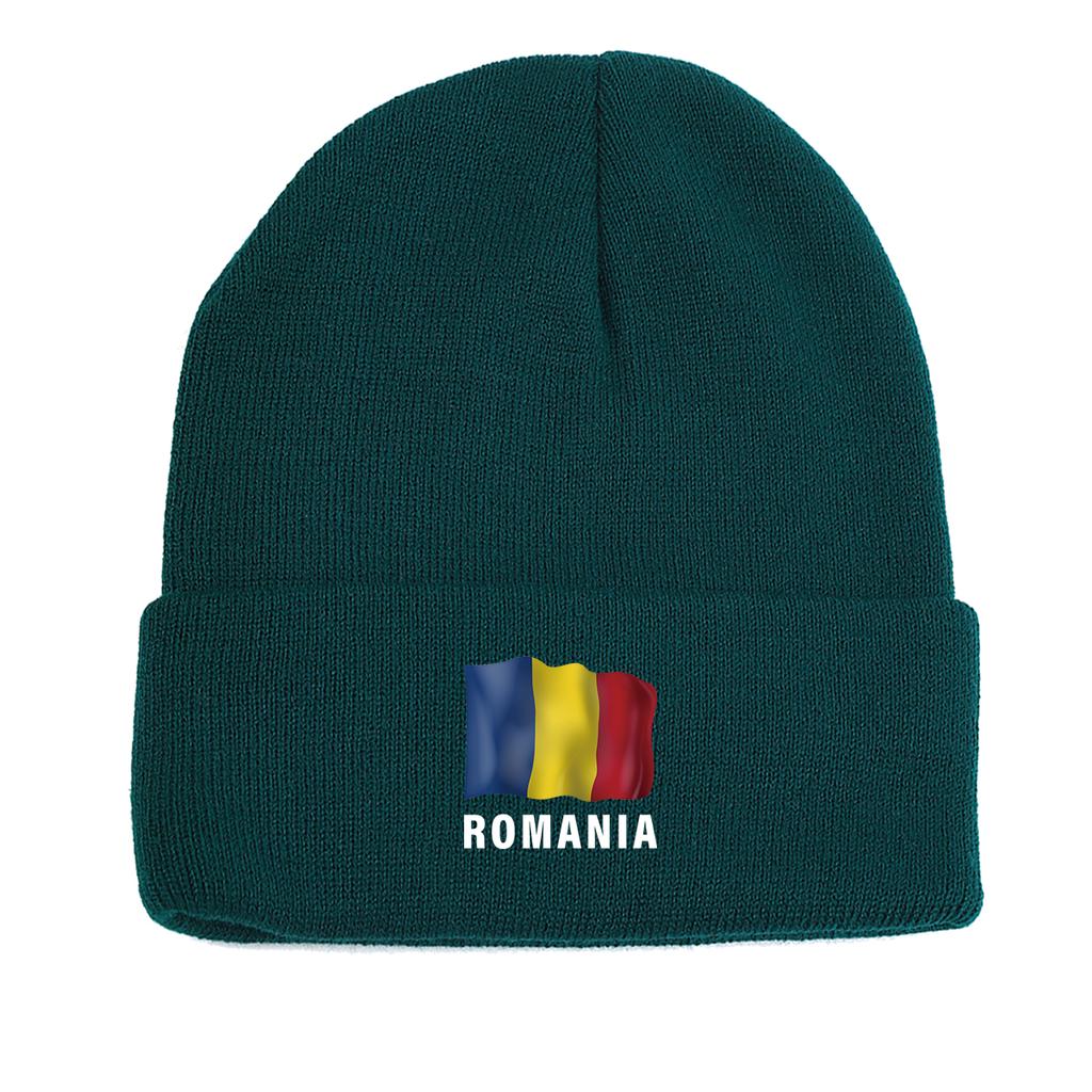 ROMANIA Flag Print Winter Hats Knitted Hat Beanie Man Cap Thermal Lightweight Knit Cap Beanie Perfect For Street Style