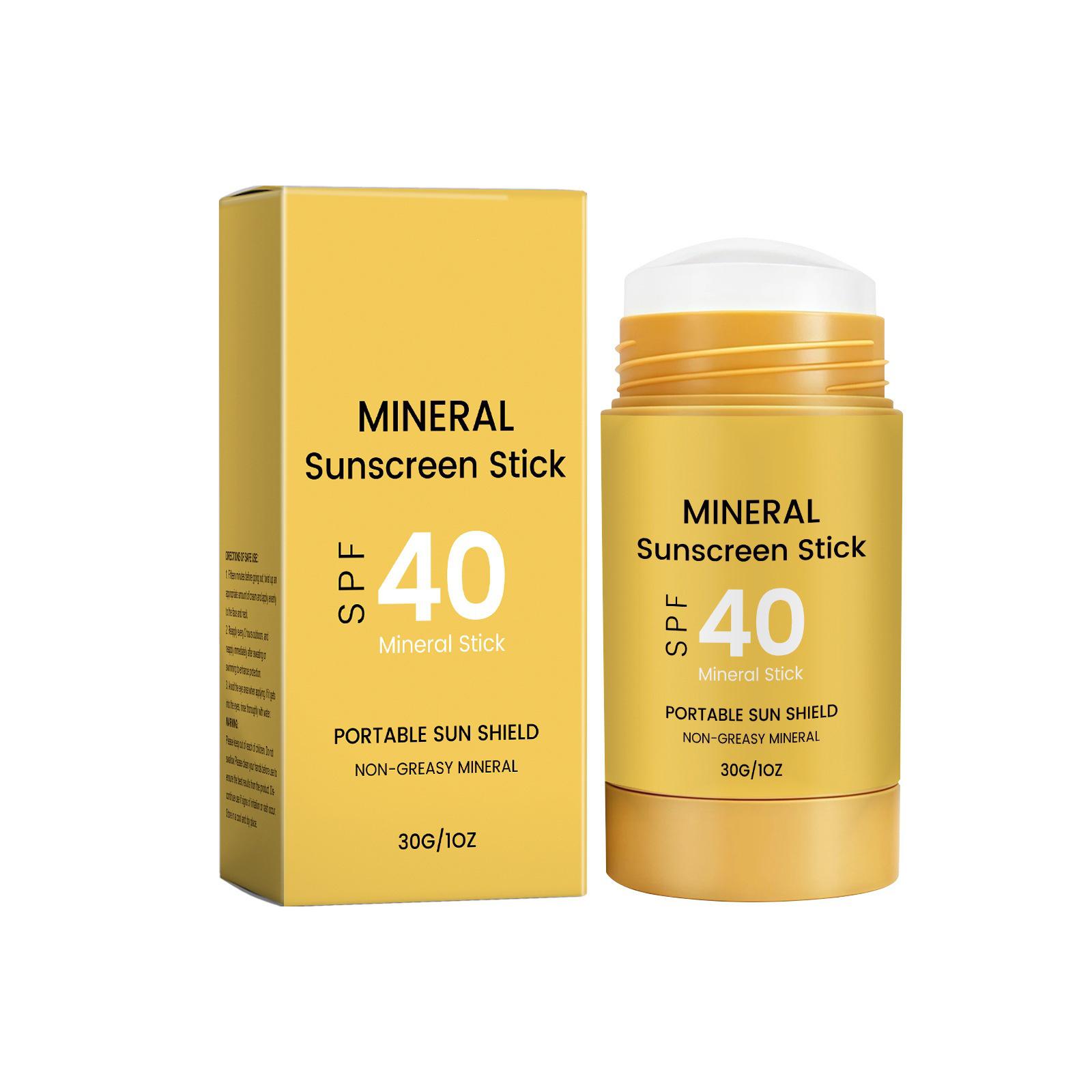 

Минеральный солнцезащитный стик SPF 40 Портативный щит от солнца Нежирная легкая формула Легкое нанесение Для использования на открытом воздухе 30г 1 унция one size