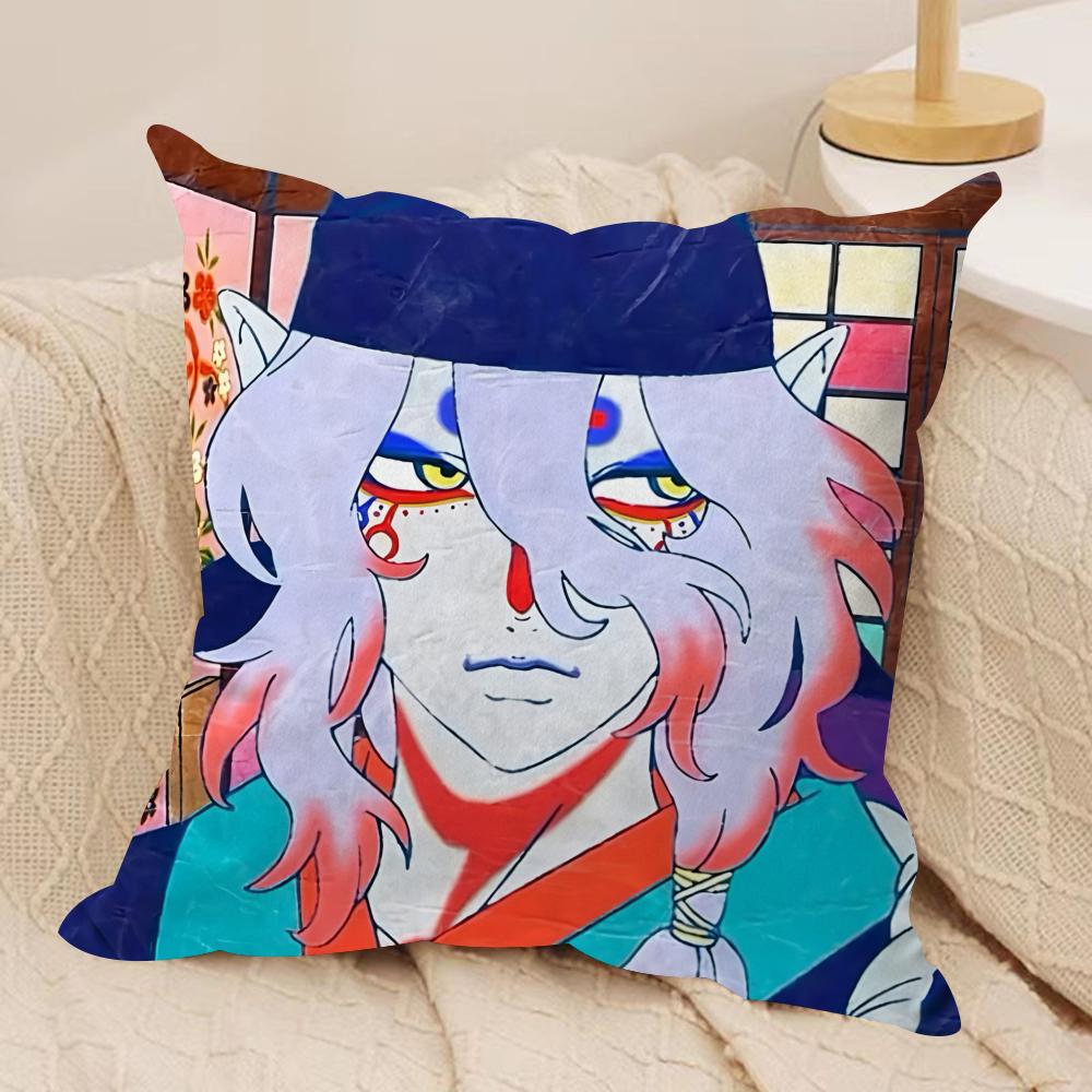 Anime Ukiyo-e Style M-Mononoke Cushion Cover Soft Plush Fabric Double-Sided Printed Cushion Covers for All Seasons Home Decor