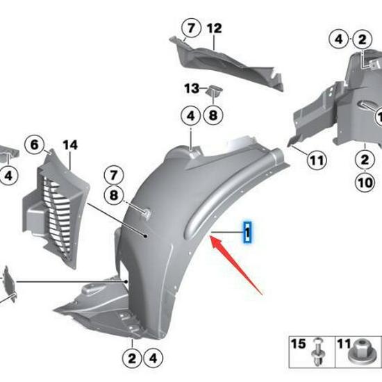 BMW X5 E70 LCI Vordere Radhausverkleidungen, Teile 51717234831 & 51717234832
