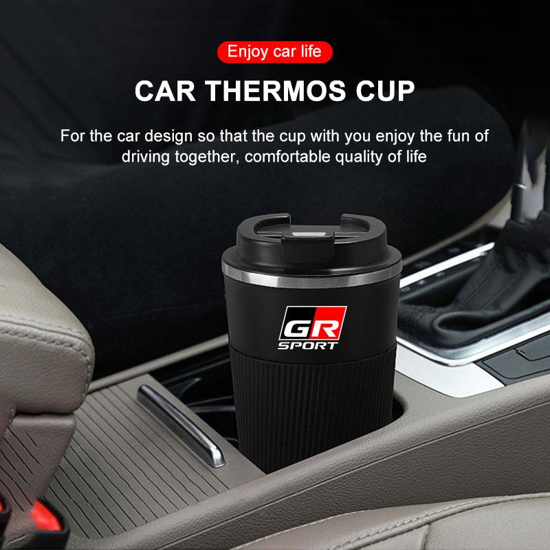 Stainless Steel GR Gazoo Racing Emblem Coffee Thermos Bottle Thermal Mug For Toyota Rav4 Corolla Camry Aqua Yaris Cross Auris