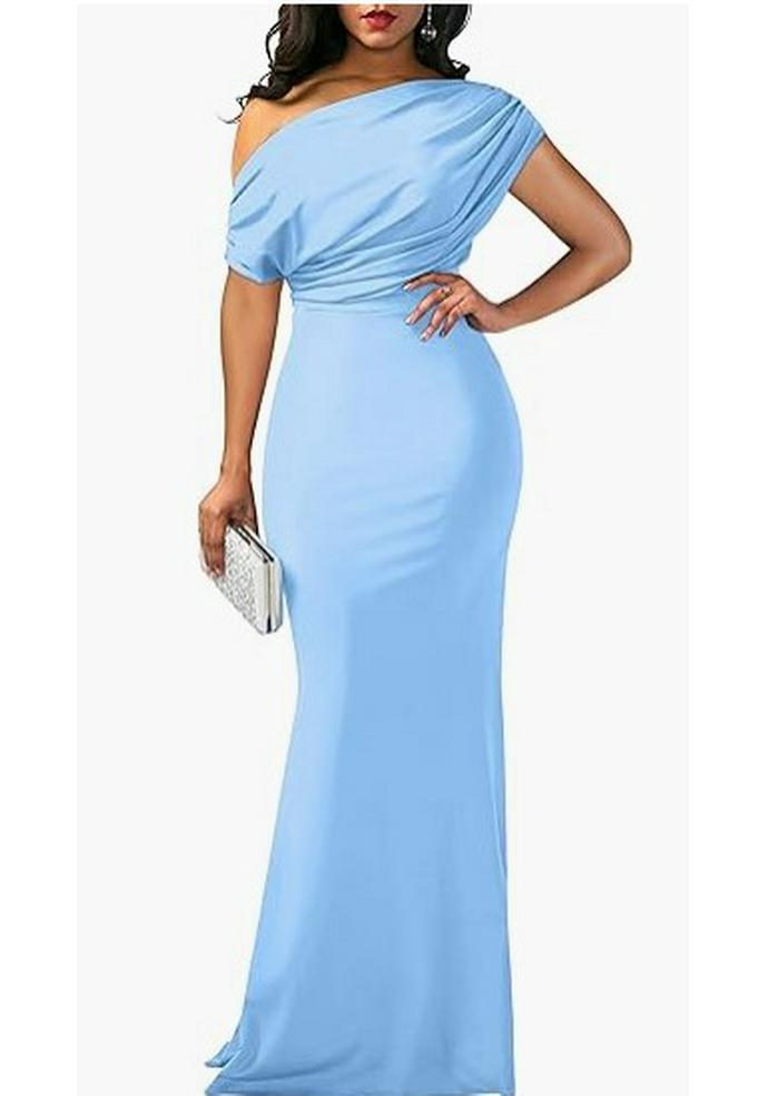 Abito Formale Donna Primavera 2024 Monospalla Senza Maniche Bodycon