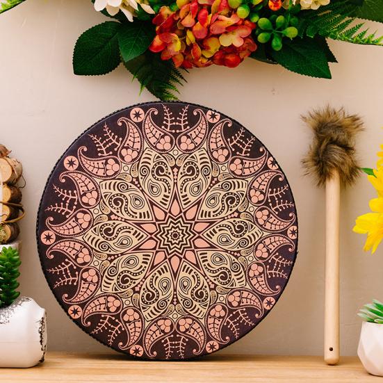 1 Set Shaman Drum with Drumstick Holiday Decoration Ethnic Style Bohemian Small Sound Healer Drum Percussion Instrument