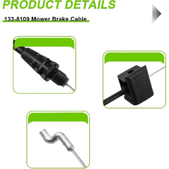 133-8109 Lawn Mower Brake Cable for Toro 20" Rear Bagging&22" Recycler Lawn Mower, Fits Models 20339 20377 20378 21379 20954 20959 21761 20330 10642