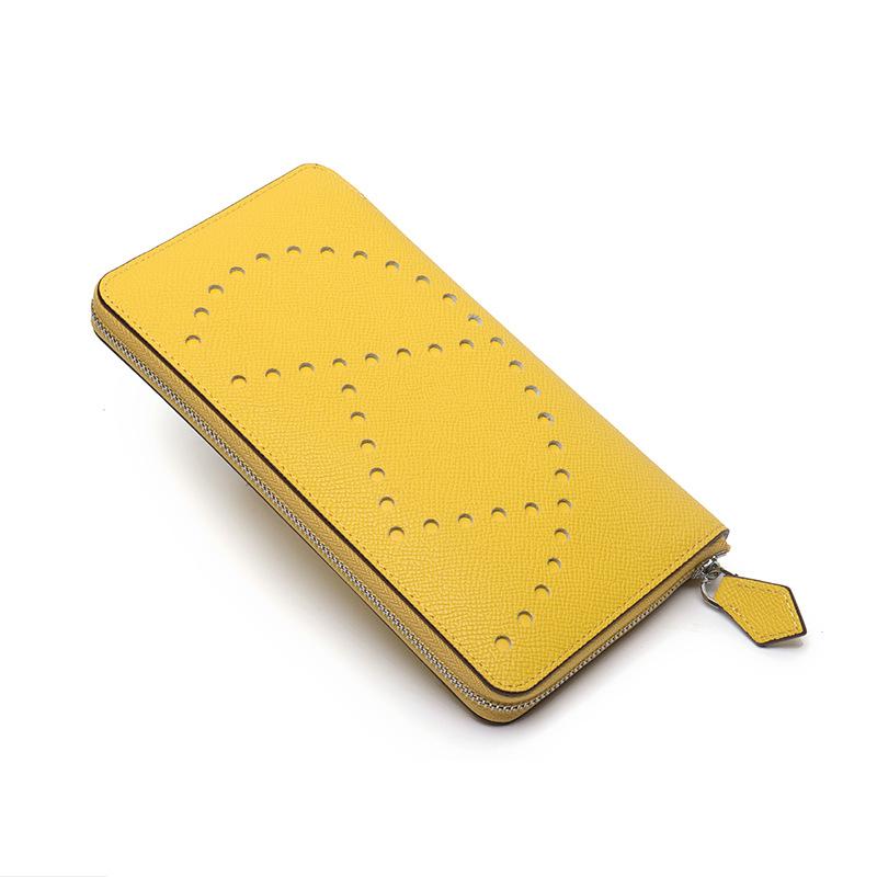 Neue Damen Europäische und Amerikanische Handflächenabdruck Epsom-Leder Lange Reißverschluss-Geldbörse Große Kapazität Multi-Karten-Clutch 20