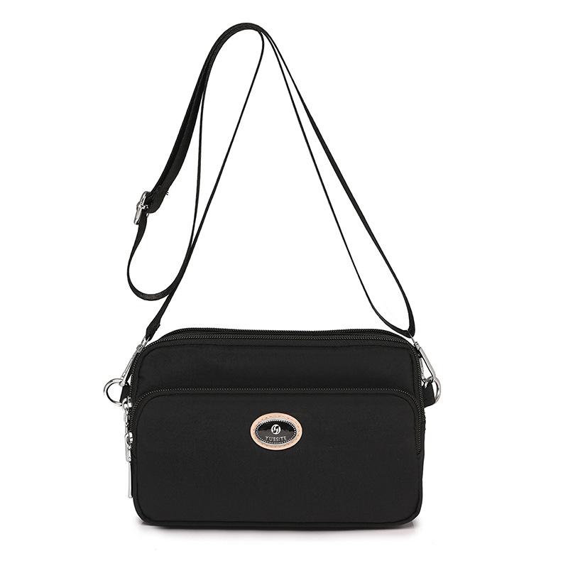 Borsa piccola da donna, borsa a tracolla, in nylon, quadrata, multitasche, tinta unita