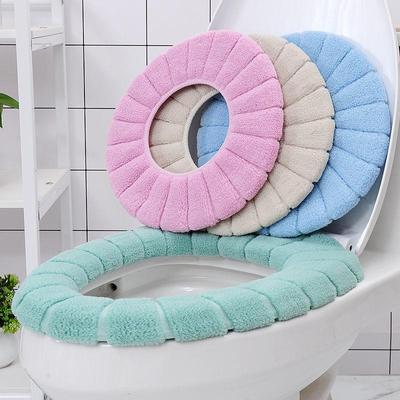 Cuscino Universale Lavabile in Peluche per Sedile WC, Adatto per Sedili a Forma di O e a U, Stile Quattro Stagioni
