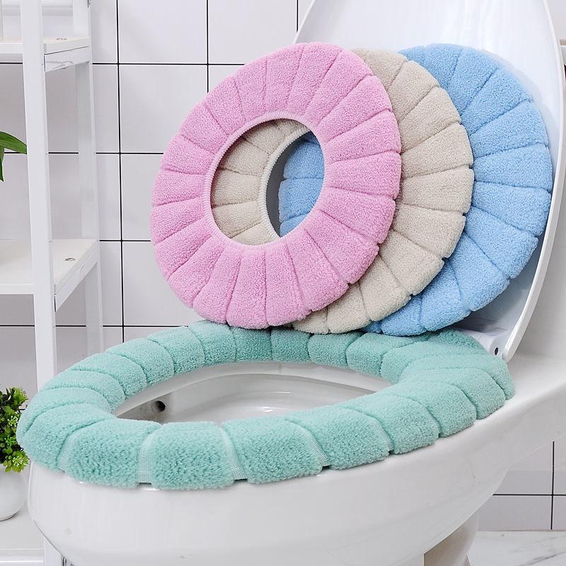 Cuscino Universale Lavabile in Peluche per Sedile WC, Adatto per Sedili a Forma di O e a U, Stile Quattro Stagioni