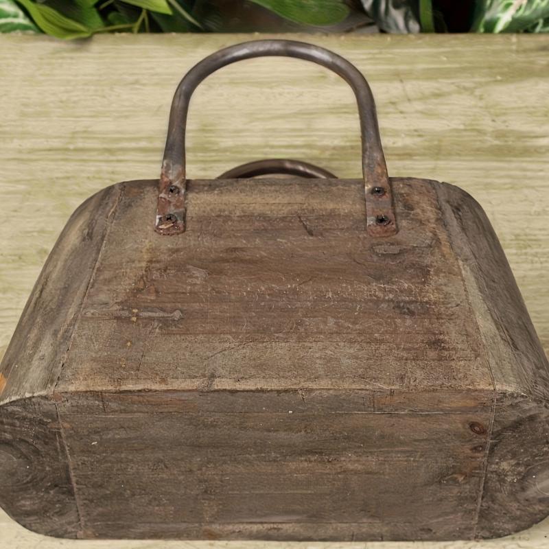 1PC Flower Pot Handmade Plant Minimalist Retro Home Pot Rustic Wooden Creative Basket Simple 26x23x11cm