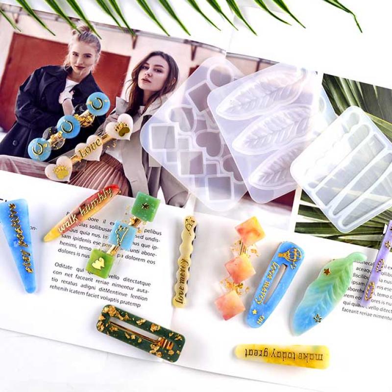 Barrettes Silicone Molds Geometric Hair Clips Epoxy Resin Mold For Diy Hairpin Crafts Jewelry Making Crafting Mold Accessorires