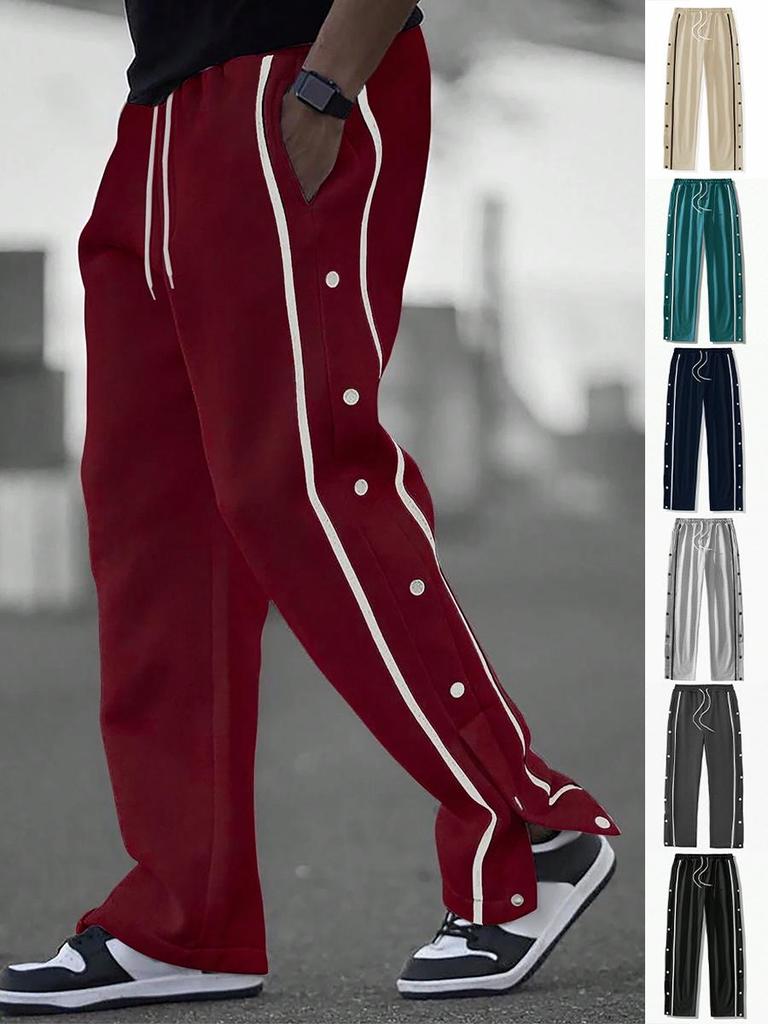 Men's European High-Street Retro Joggers with Button Details