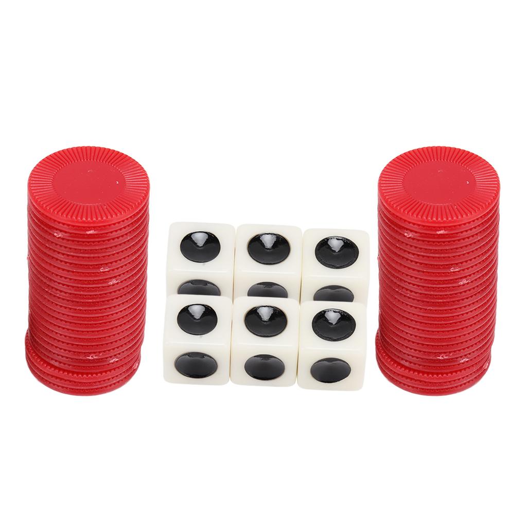 2 Sets Left Right Center Dice Game 16mm With 3 Dices 24 Chips for Family Nights Friends Gatherings Games Parties Red
