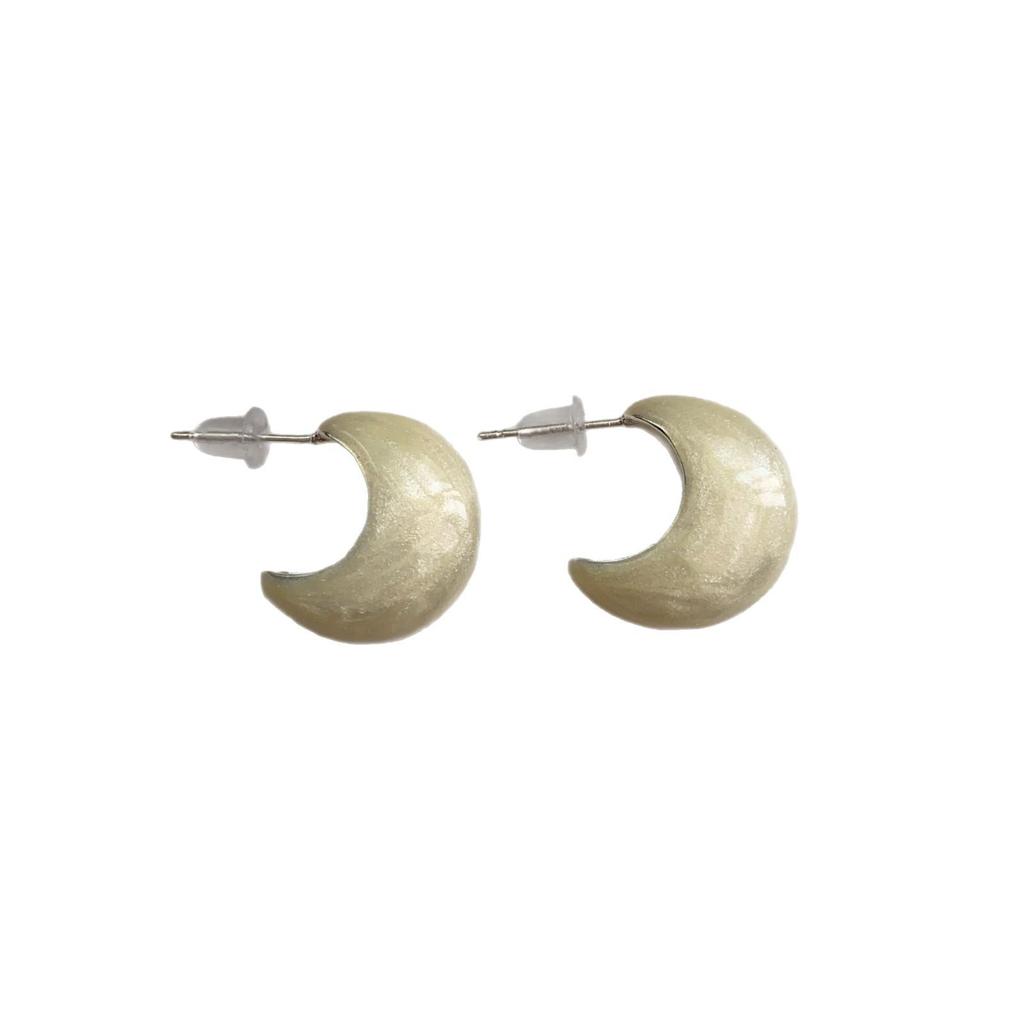 French Retro Oil Drip Color Semi-Round Stud Earrings, Niche Design Sense, Individuality, Simple Temperament, Versatile Earrings, Earrings.