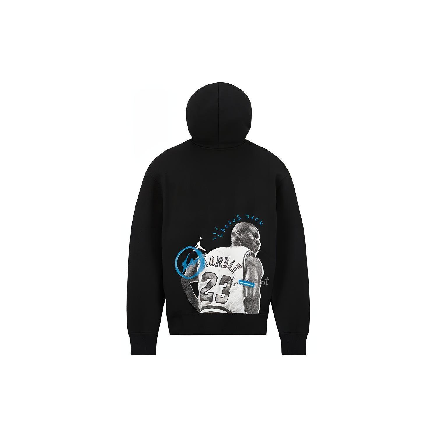 Air Jordan X Travis Scott X Fragment Cartoon Printing Hoodie Asia Sizing Black White DJ0616-010 M
