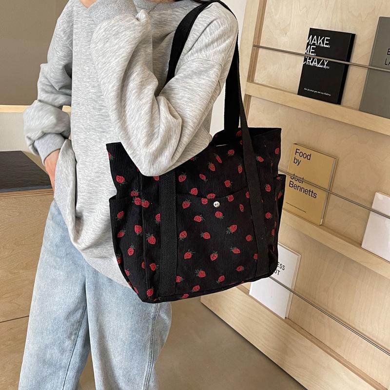 Leisure Corduroy Tote Bag Student Computer Handbag for Class Women's Large Capacity Commuting Shoulder Bag