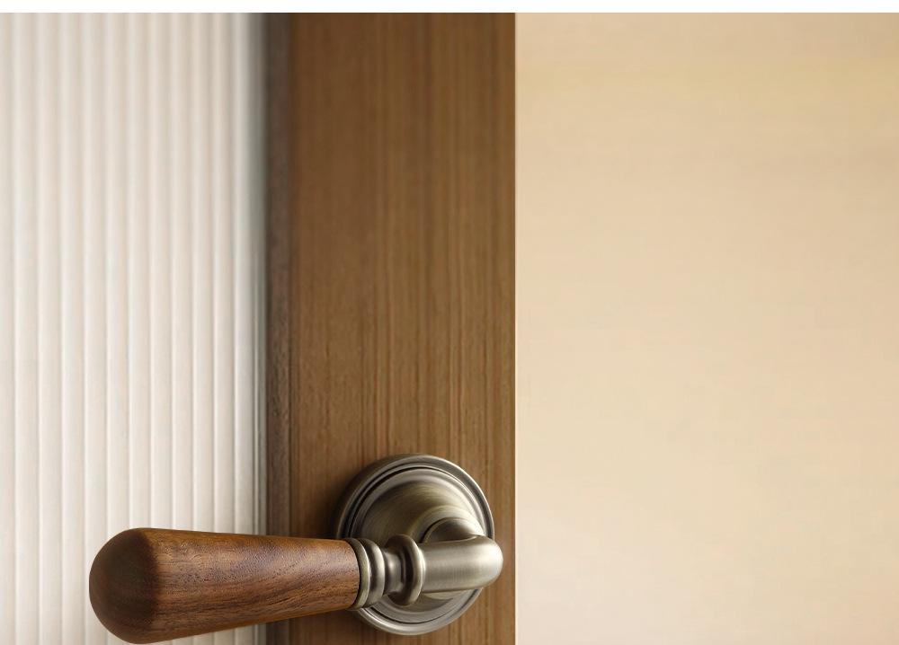 Vintage Style Magnetic Silent Door Lock with Black Walnut Wood Handle